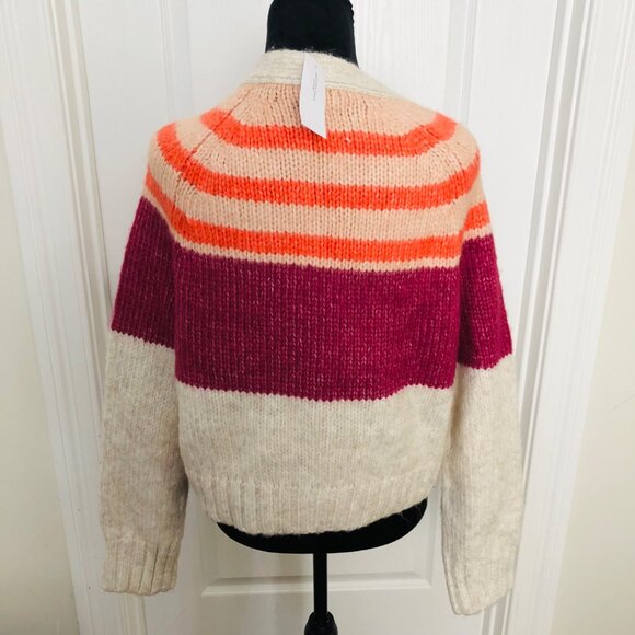 American Eagle Women's Colorblock Cardigan Sweater M Wool Blend Button-Down NWT - Picture 5 of 8